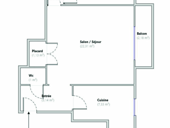 Appartement 2 pièce(s) 56 m²