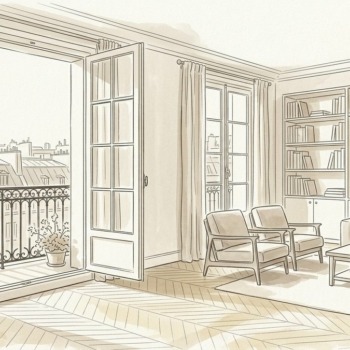 Croquis d'art appartement en indivision et soulte à Paris 15e - Walter & de Maison