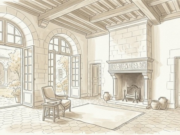 Croquis d'art demeure en tuffeau en indivision et arbitrage familial à Amboise - Walter & de Maison