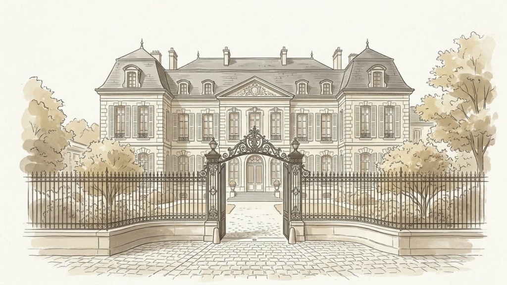 Croquis d'art hôtel particulier en indivision à Versailles et calcul de soulte - Walter & de Maison