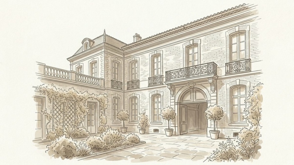 Croquis d'art maison toulousaine en indivision à Toulouse et rachat de soulte - Walter & de Maison