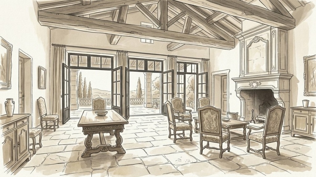 Croquis d'art mas provençal en indivision et rachat de soulte à Villeneuve-lès-Avignon - Walter & de Maison