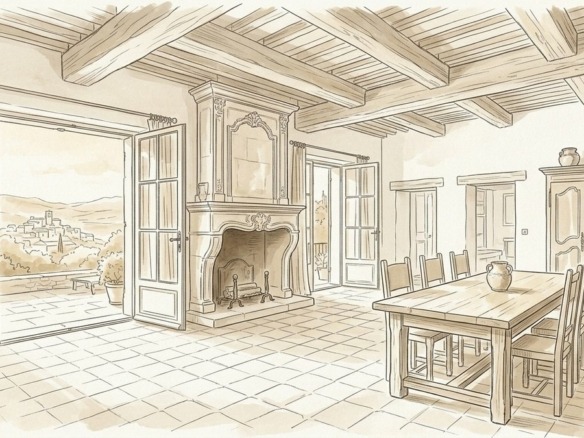 Croquis d'art mas provençal en indivision et arbitrage familial à Gordes - Walter & de Maison