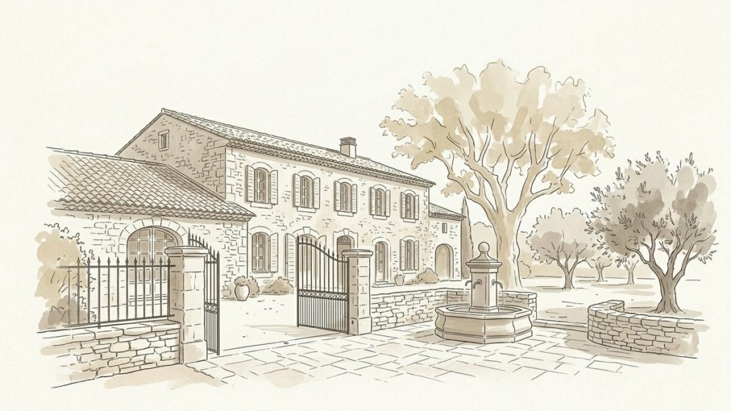 Croquis d'art mas provençal en indivision à Saint-Rémy-de-Provence et rachat de soulte - Walter & de Maison