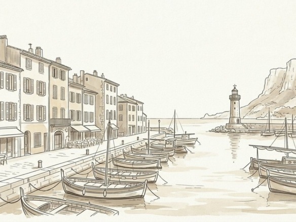 Croquis architectural et paysager de la baie de Cassis et du Cap Canaille - Walter & de Maison