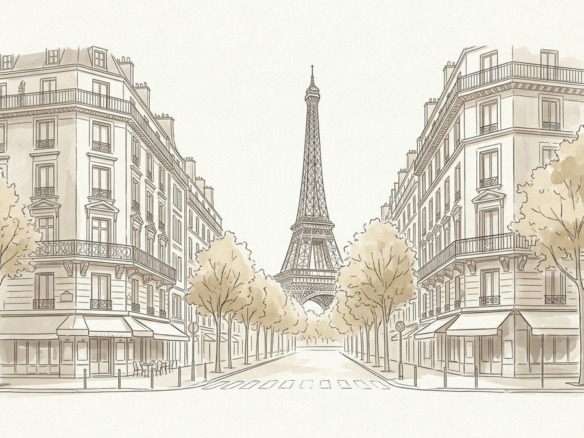 Croquis d'art perspective monumentale de Grenelle et Necker à Paris 15e - Walter & de Maison