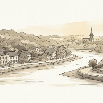 Croquis architectural et urbain de Guipavas, bourg historique et abords de l'Élorn - Walter & de Maison