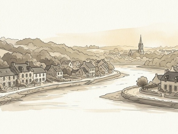 Croquis architectural et urbain de Guipavas, bourg historique et abords de l'Élorn - Walter & de Maison