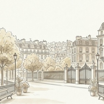 Croquis d'art perspective monumentale de la Plaine Monceau et Batignolles à Paris 17e - Walter & de Maison