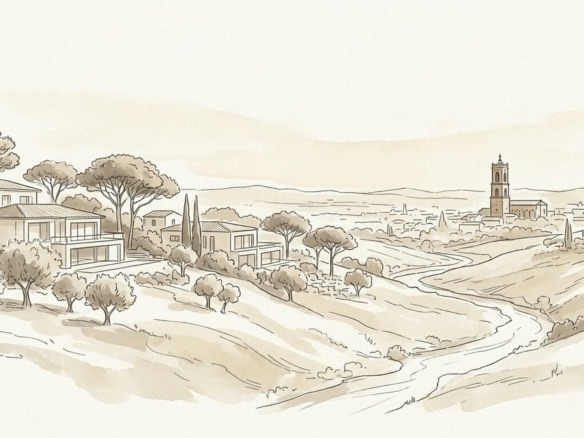 Croquis architectural et paysager de Saint-Orens-de-Gameville et des coteaux du Lauragais - Walter & de Maison