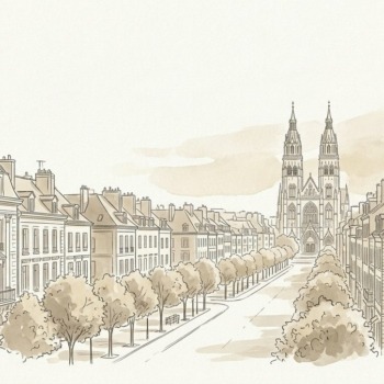 Croquis architectural et urbain de Tours, quartier Prébendes et bords de Loire - Walter & de Maison