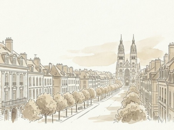 Croquis architectural et urbain de Tours, quartier Prébendes et bords de Loire - Walter & de Maison
