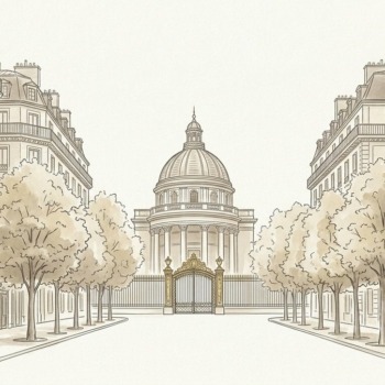 Croquis d'art perspective monumentale du Triangle d'Or et Parc Monceau à Paris 8e - Walter & de Maison