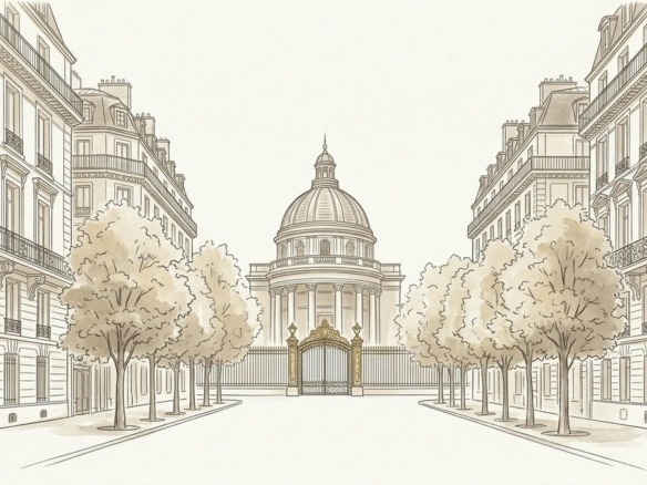 Croquis d'art perspective monumentale du Triangle d'Or et Parc Monceau à Paris 8e - Walter & de Maison