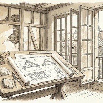 Croquis d'art rénovation thermique et préservation patrimoniale à Paris 3e - Walter & de Maison