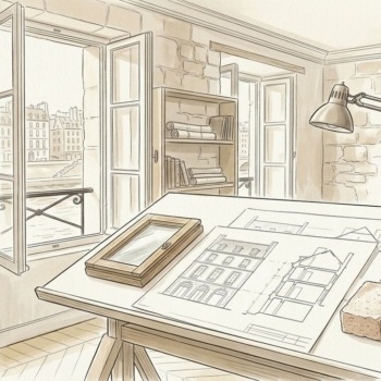 Croquis d'art rénovation énergétique et préservation patrimoniale à Paris 4e - Walter & de Maison