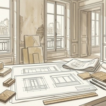 Croquis architectural rénovation hôtel particulier et DPE à Paris 7e - Walter & de Maison