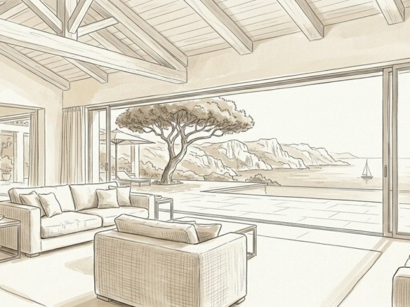 Croquis d'art villa méditerranéenne en indivision et rachat de soulte à Cassis - Walter & de Maison
