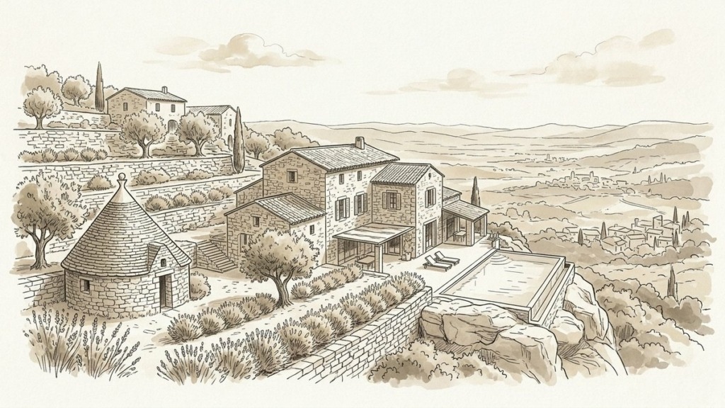 Mas en pierre sèche avec vue panoramique sur le Luberon à Gordes : comment chiffrer la surcote réelle lors de la vente ?