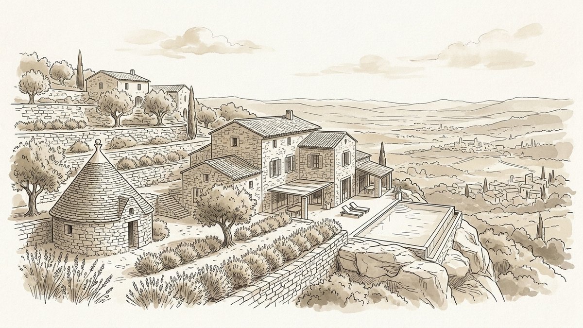 Mas en pierre sèche avec vue panoramique sur le Luberon à Gordes : comment chiffrer la surcote réelle lors de la vente ?